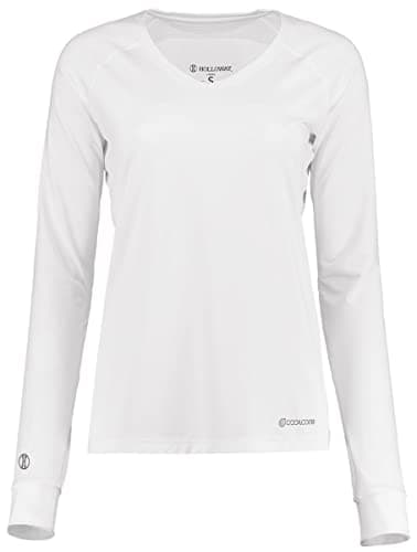 Holloway Sportswear Womens Electrify Coolcore® Long Sleeve Tee 2XL White - Reflective Technology, Moisture Wicking, Fitn