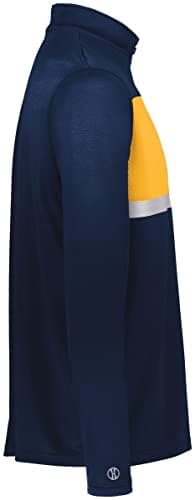 Holloway Sportswear Prism Bold 1/4 Zip Pullover for Men in XL Navy/Gold - Durable Heat Regulation Tech, Comfortable Fit,
