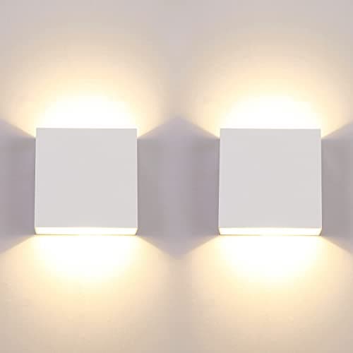 Lightess 10W Hardwired LED Wall Sconce Set of 2 for Living Room & Bedroom Warm White Mini Metal Down Up Lights Black Dec
