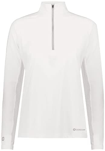 Holloway Sportswear Womens Electrify Coolcore® 1/2 Zip Pullover - XL White | Sweat Wicking Tech Fabric | Outdoor Adventu