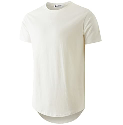 KLAIGOU Mens 100 Cotton Pre-Shrunk Hipster T-Shirt S-4XL Longline Crewneck Hip Hop