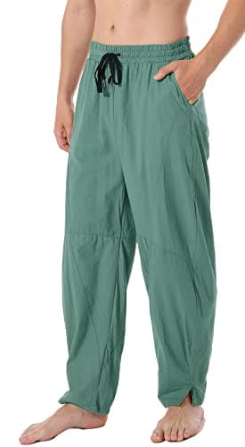 Perdontoo Men's Linen Cotton Loose Fit Casual Lightweight Elastic Waist Summer Beach Pants
| Men's Linen Cotton Loose F