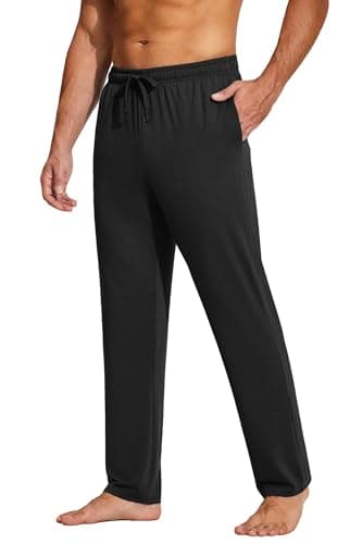 COOFANDY Men's Lightweight Open Bottom Yoga Sweatpants with Pockets Casual Drawstring Lounge Pants