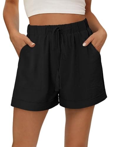KISSMODA Women's Summer Shorts with Pockets Lightweight High-Waisted Adjustable Tie Knot Loose Casual Short
| KISSMODA