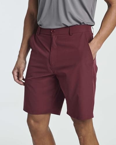 Real Essentials 3 Pack Mens 9" Golf Shorts Pockets - Flat Front Casual Work Workout Active Hiking Sport