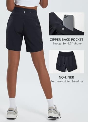 Baleaf Women's Quick Dry Athletic Long Running Shorts for Workout and Gym
| Baleaf Women's High Waisted Zipper Pocket L