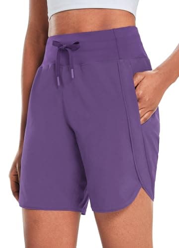 Baleaf Women's Quick Dry Athletic Long Running Shorts for Workout and Gym
| Baleaf Women's High Waisted Zipper Pocket L