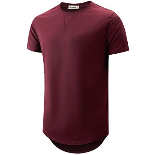 KLAIGOU Mens 100 Cotton Pre-Shrunk Hipster T-Shirt S-4XL Longline Crewneck Hip Hop
