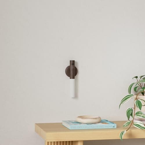Miebul Rechargeable Motion Sensor Light Indoor Magnetic LED Wall Lights for Bedroom Corridor Staircase (Walnut Wood 2PCS