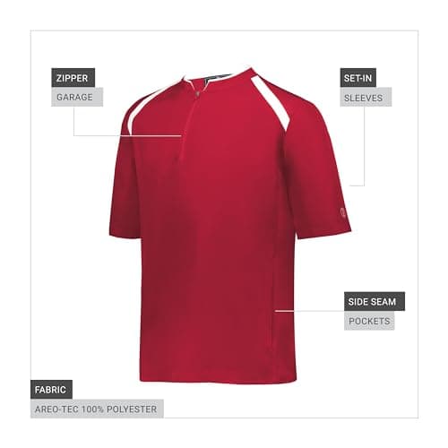 Holloway Clubhouse Short Sleeve Pullover Cage Jacket - Stretch Mesh, Quarter Zip, Men's Sporty Raglan Fit