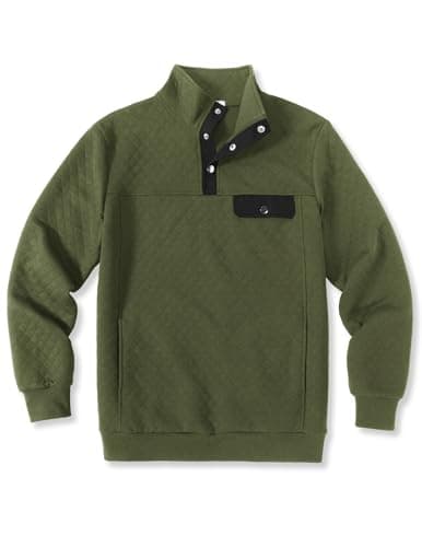 COOFANDY Men Quilted Sweatshirts Outdoor Polo Sweatshirt with Pockets