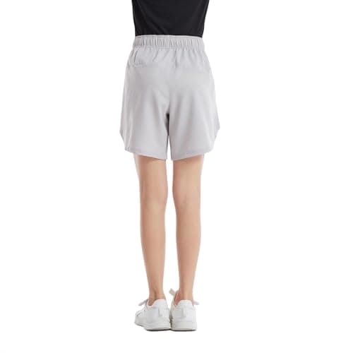Celfaeree Girls Running Shorts with Pockets | Dry-Fit Athletic Shorts for Kids Teens | 4 Packs | Sweat-Wicking Sportswea