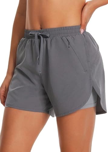 Hooxum Women's Running Athletic Shorts: 2 in 1 High Waisted Workout Gym Shorts with Mesh Liner and Zipper Pockets  
Hoox