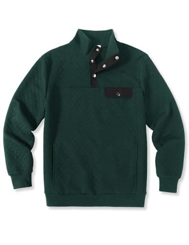 COOFANDY Men Quilted Sweatshirts Outdoor Polo Sweatshirt with Pockets