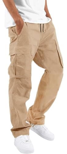 HUNGSON Mens Drawstring Casual Hiking Sweatpants for Men
| HUNGSON Mens Cotton Loose Straight Joggers Athletic Trousers