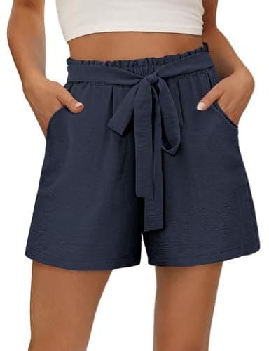 KISSMODA Women's Summer Shorts with Pockets Lightweight High-Waisted Adjustable Tie Knot Loose Casual Short
| KISSMODA
