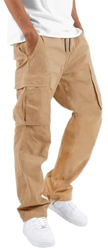 HUNGSON Mens Drawstring Casual Hiking Sweatpants for Men
| HUNGSON Mens Cotton Loose Straight Joggers Athletic Trousers