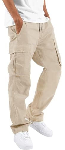 HUNGSON Mens Drawstring Casual Hiking Sweatpants for Men
| HUNGSON Mens Cotton Loose Straight Joggers Athletic Trousers