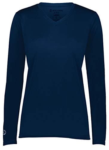 Holloway Ladies Momentum Long Sleeve Tee 2XL Navy - Running Performance Top for Women