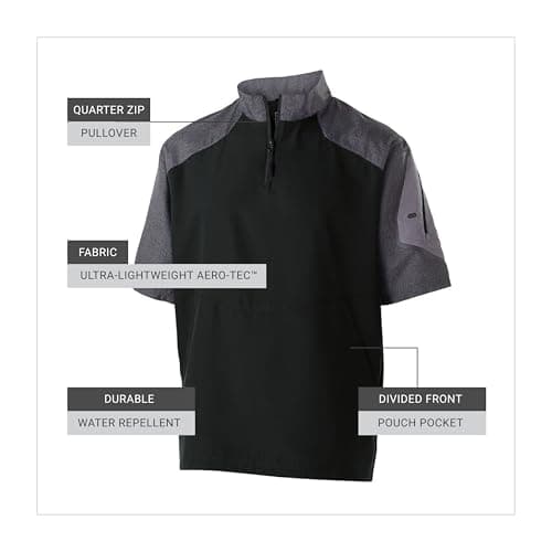 Holloway Raider Pullover Cage Jacket for Athletes - Weather-Resistant Quarter Zip Jacket with Sleeve Pocket