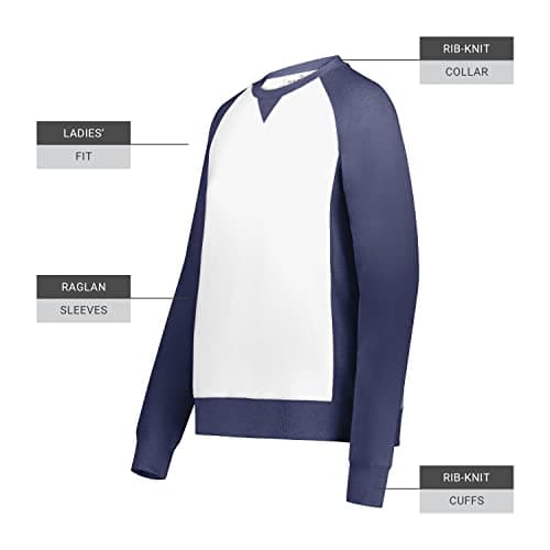 Holloway Women's All-American Fleece Crew + Warm + Active Ladies + Workout Gym + Quick Dry + Medium Stretch + 8.5 oz