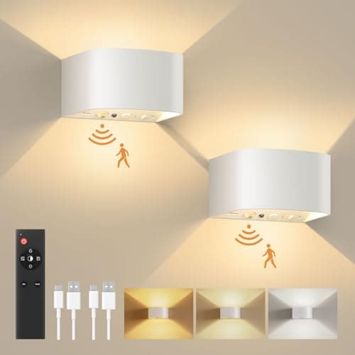 FULEN Motion Sensor Wall Light with Remote Control, Black 2 Pack  
FULEN Motion Sensor Wall Light 5000mAh Rechargeable B