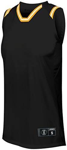 Holloway Ladies Retro Basketball Shorts 2XL Black/Light Gold/White - Authentic Design, Comfortable Fit, Durable Construc