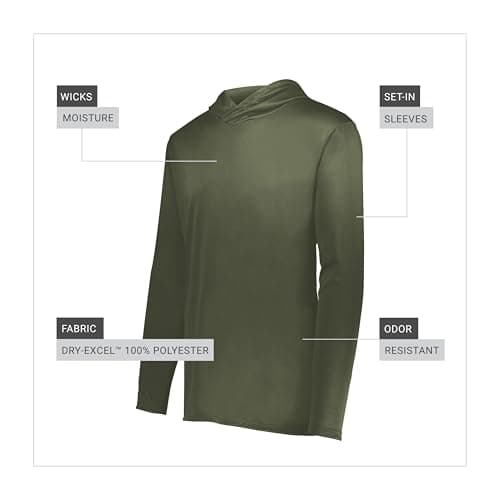 Holloway Men's Momentum Hoodie + Warm + Athletes + Workout + Moisture-Wicking Technology + Pullover Style + 2XL + Winter
