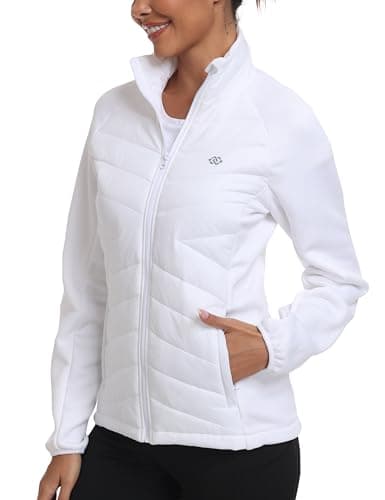 MoFiz Womens Lightweight Insulated Hiking Jacket Fleece Lined Thermal Hybrid Softshell Full Zip Winter Fall Running Ins