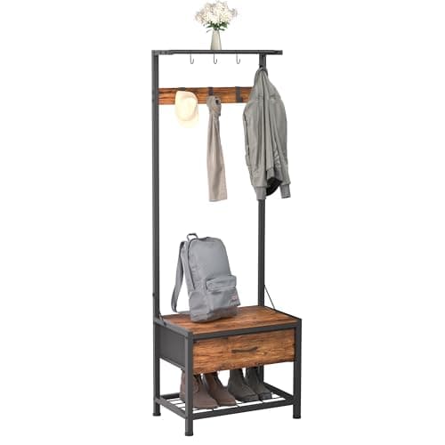 LUMTOK Multi-Purpose Hall Tree Organizer for Living Room and Bedroom (Rustic Brown)
| LUMTOK Hall Tree with Bench and S