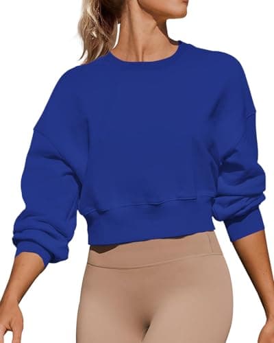 Joywayco Women's Long Sleeve Round Neck Cropped Sweatshirts for Casual Wear with Comfortable Loose Fit
| Joywayco Women