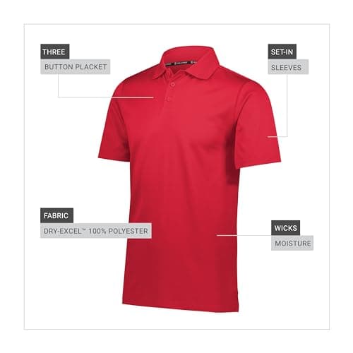 Holloway Men's Prism Polo + Technical Fabric + Active Men + Outdoor Activities + Quick Dry + Medium Fit + 100% Polyester