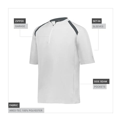 Holloway Boys Clubhouse Short Sleeve Pullover Cage Jacket for Active Boys in Sportsistant Weather Conditions Stylish and