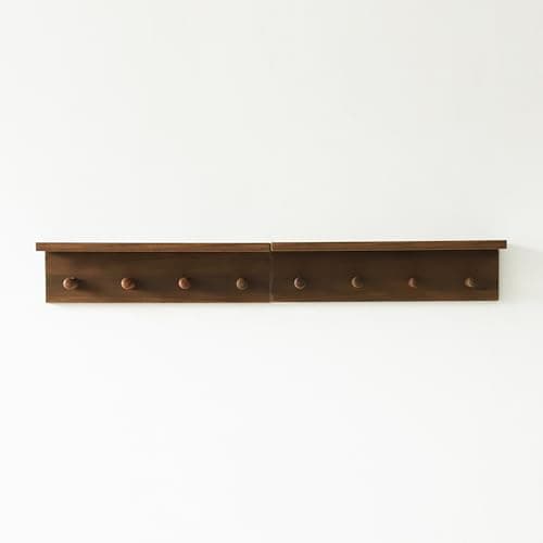 Sturdy Oak Finish Wall Mount Coat Rack with Shelf Save Indoor Space Suitable for Entryway, Mudroom, Kitchen, Bathroom