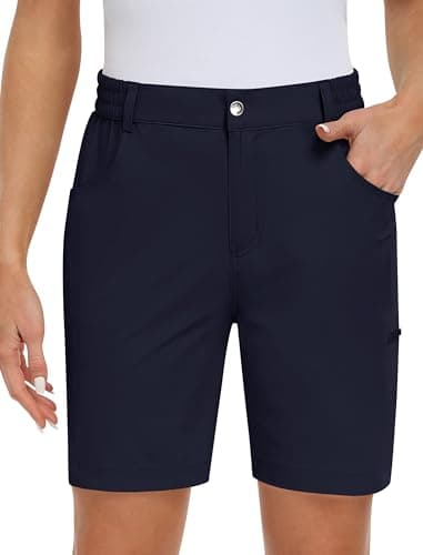 MoFiz Women's Golf Shorts 7" Quick Dry Hiking Shorts Lightweight Bermuda Shorts with Pockets for Summer Travel Women