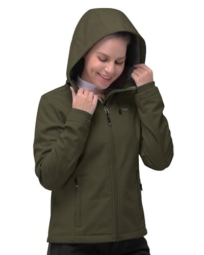 Women's 33,000ft Softshell Jacket, Fleece Lined Warm Windproof Coat for Outdoor Hiking
| 33,000ft Women's Softshell Hoo