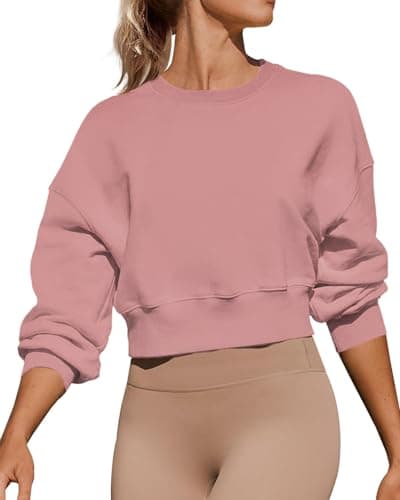 Joywayco Women's Long Sleeve Round Neck Cropped Sweatshirts for Casual Wear with Comfortable Loose Fit
| Joywayco Women