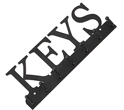 Black Metal Wall Mounted Key Holder for Entryway Decorative Organizer with 7 Hooks Office Wall Rack Hanger 10X|7 Inches