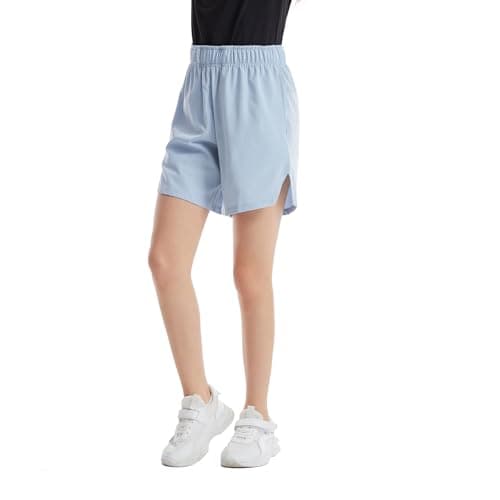 Celfaeree Girls Running Shorts with Pockets | Dry-Fit Athletic Shorts for Kids Teens | 4 Packs | Sweat-Wicking Sportswea