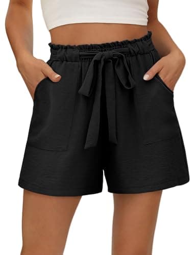 KISSMODA Women's Summer Shorts with Pockets Lightweight High-Waisted Adjustable Tie Knot Loose Casual Short
| KISSMODA