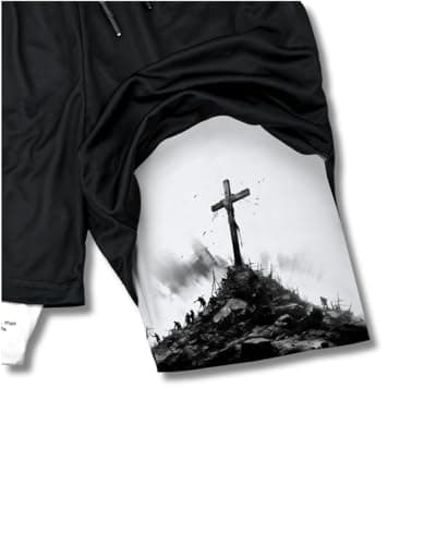 Christian Performance Shorts - Men's Gym & Sport Shorts with Pockets & Compression Liner, Bible Verse Activewear for Fit