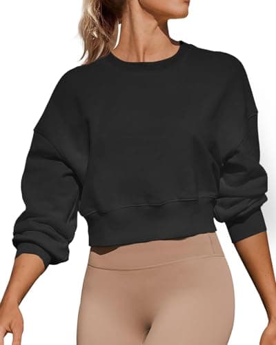 Joywayco Women's Long Sleeve Round Neck Cropped Sweatshirts for Casual Wear with Comfortable Loose Fit
| Joywayco Women