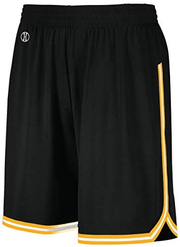 Holloway Ladies Retro Basketball Shorts 2XL Black/Light Gold/White - Authentic Design, Comfortable Fit, Durable Construc