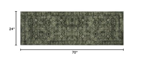 Morebes 2x6 Vintage Washable Dark Green Kitchen Runner Rug for Living Room and Bedroom - Non Shedding Soft Non Slip Boho