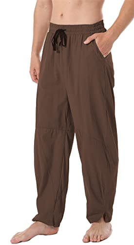 Perdontoo Men's Linen Cotton Loose Fit Casual Lightweight Elastic Waist Summer Beach Pants
| Men's Linen Cotton Loose F