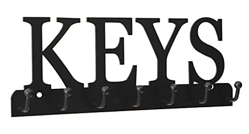 Black Metal Wall Mounted Key Holder for Entryway Decorative Organizer with 7 Hooks Office Wall Rack Hanger 10X|7 Inches