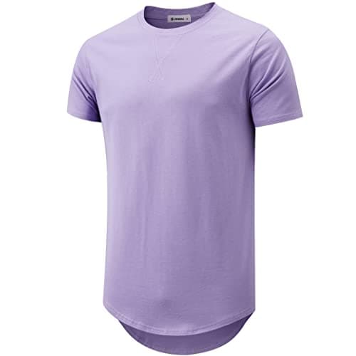 KLAIGOU Mens 100 Cotton Pre-Shrunk Hipster T-Shirt S-4XL Longline Crewneck Hip Hop
