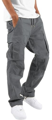 HUNGSON Mens Drawstring Casual Hiking Sweatpants for Men
| HUNGSON Mens Cotton Loose Straight Joggers Athletic Trousers