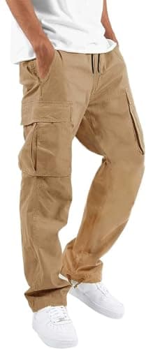 HUNGSON Mens Drawstring Casual Hiking Sweatpants for Men
| HUNGSON Mens Cotton Loose Straight Joggers Athletic Trousers