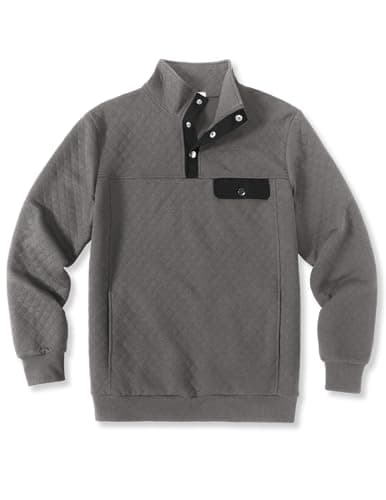 COOFANDY Men Quilted Sweatshirts Outdoor Polo Sweatshirt with Pockets
